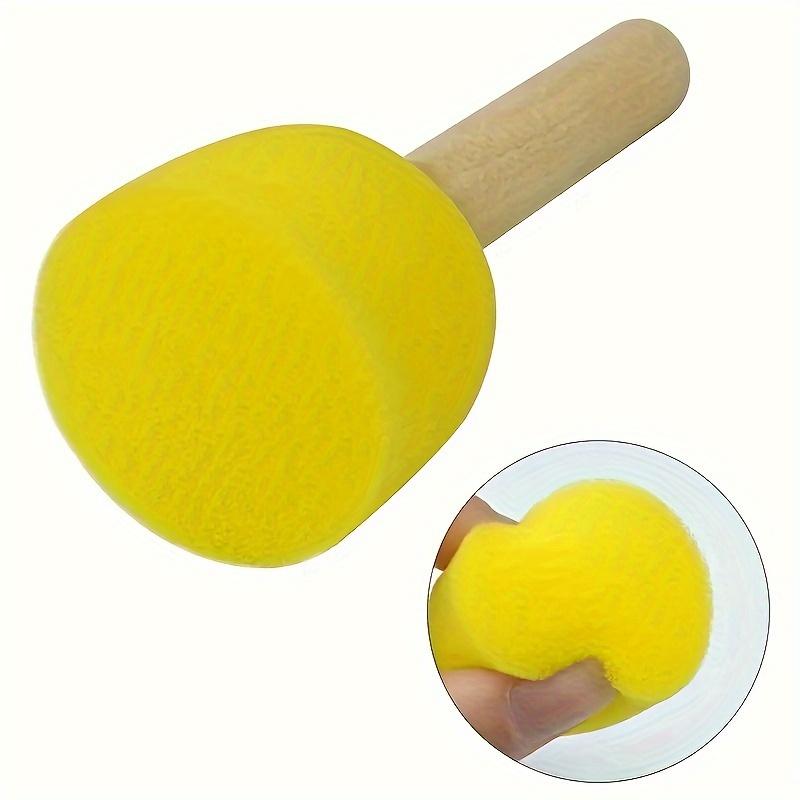 4 Pcs Yellow Sponge Brushes for Graffiti, Painting, and Art Projects - Round Mushroom Heads, Durable Rubber