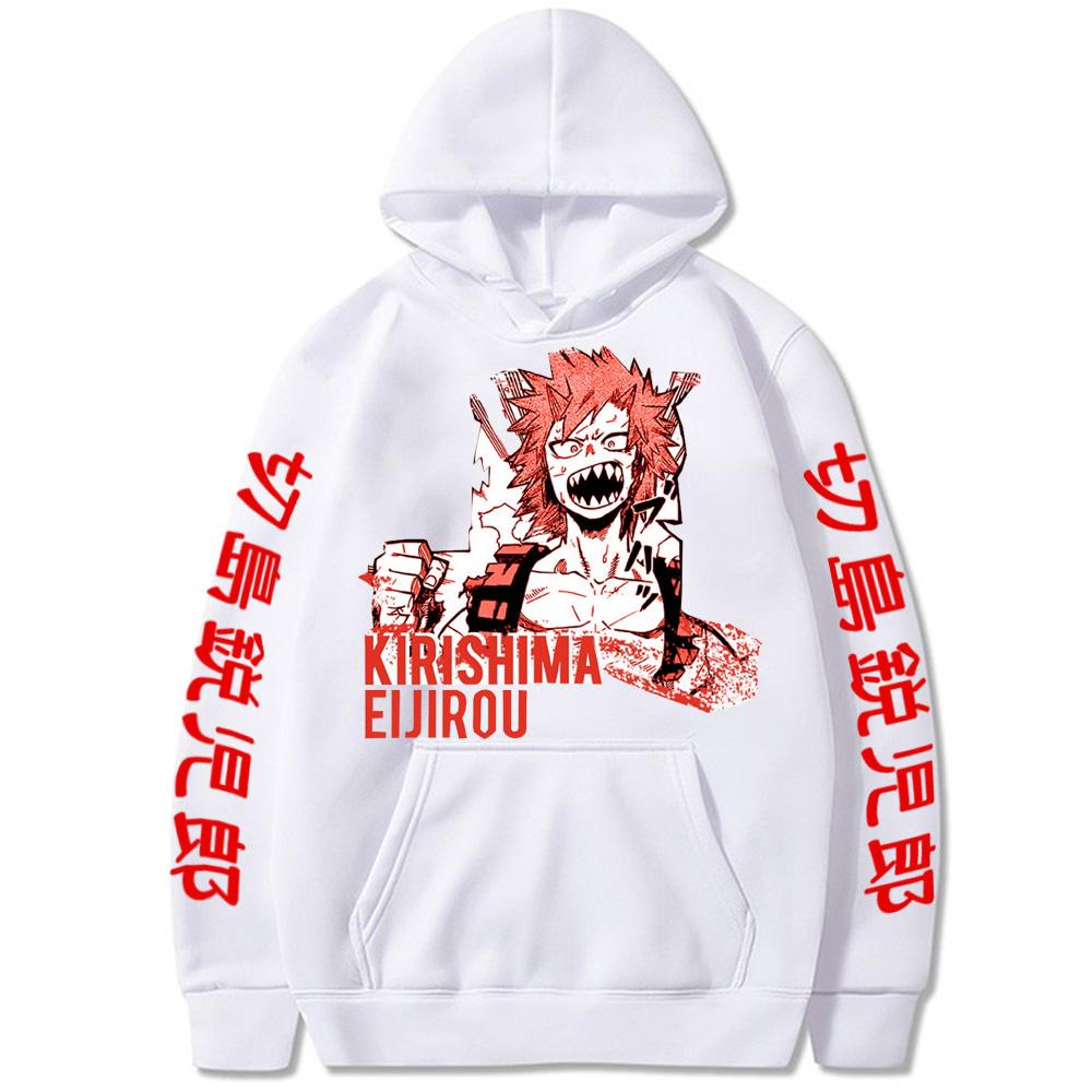 My Hero Academia Anime Harajuku Hoodies Gothic Boku no Hero Academia Red Riot Eijirou Kirishima Cartoon Long Sleeve Sweatshirts