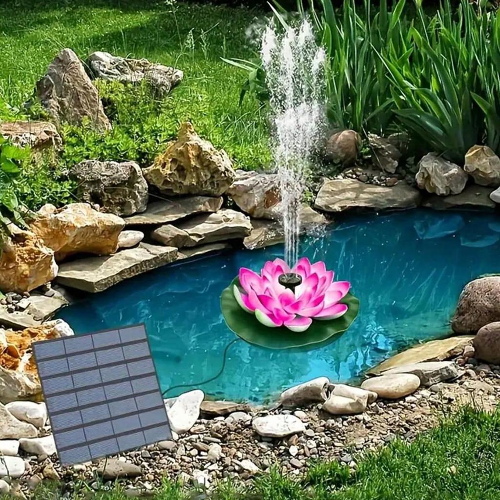 New Round Solar Bird Bath Fountain with Floating Pump and Light