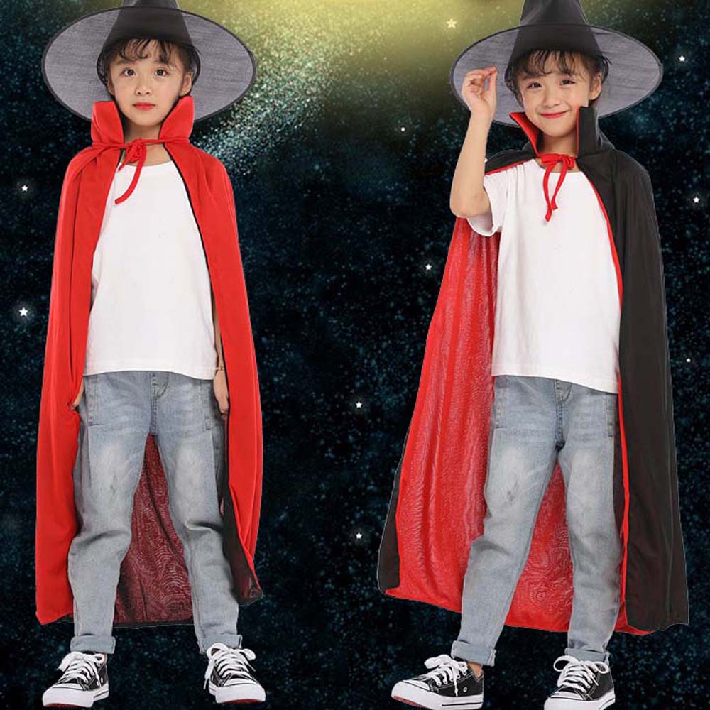 Death Reaper Magician Cloak Wizard Robe Double Layer Witch Clothes Kid Gifts