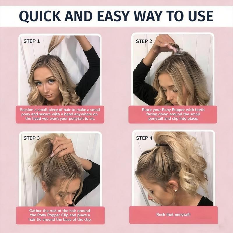 Transparent Small Ponytail Holder Hair Clip Set with Two Sizes Lightweight Comfortable for Women Girls Daily Use