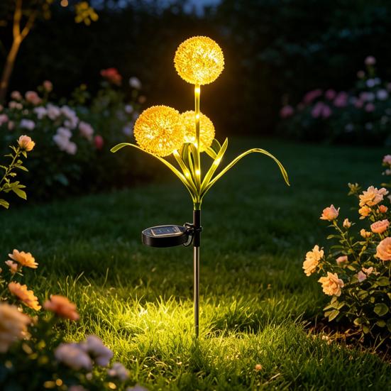 Garden Light Dandelion Design Small Size Lightweight Yard Light Energy-efficient Weatherproof Solar Light Outdoor Decor