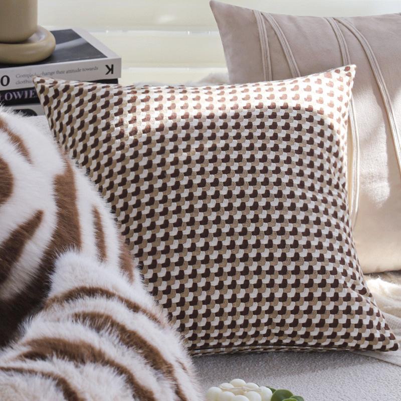 Second-hand Coffee Color Pillow Case, Light Luxury and High-end Living Room Sofa Cushion Pillow Case, Sofa Rectangular Pillow