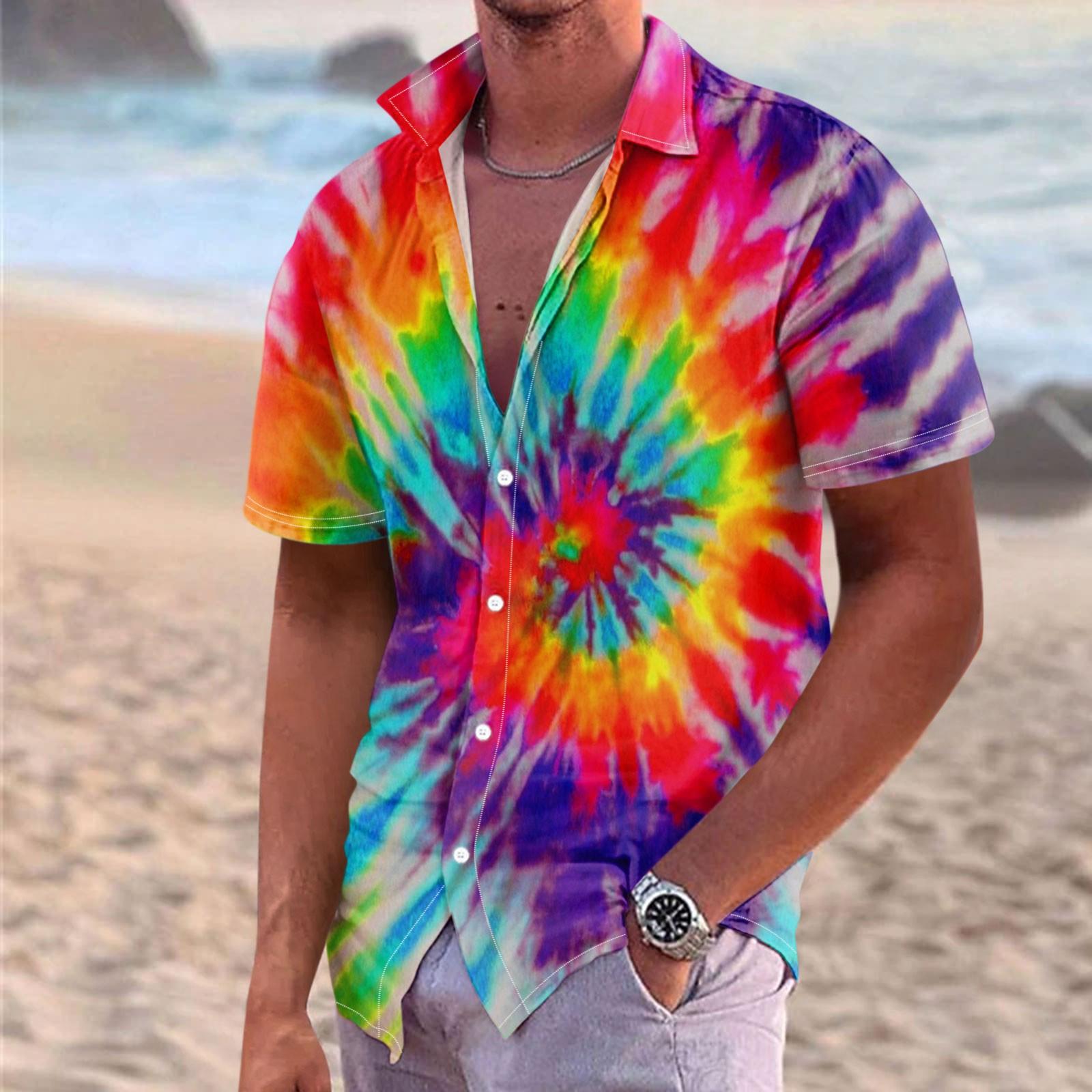

Гавайская рубашка для мужчин, мужские винтажные рубашки для боулинга на пуговицах, летняя пляжная рубашка с коротким рукавом M