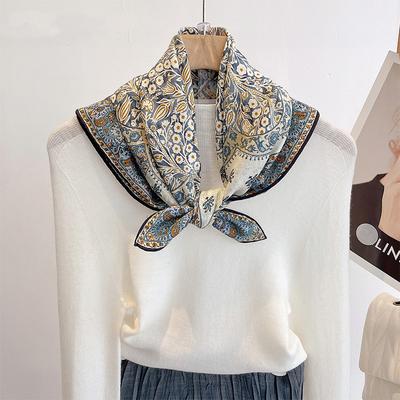 Double-sided Printed Silk Wool Square Scarf Autumn and Winter Scarf Shawl Women's 1116 New Fragrant Silk Wool Shawl