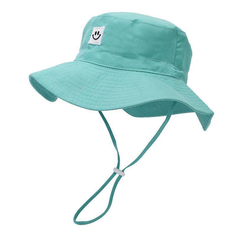 Baby Mädchen Kinder Sonnenhut mit einfarbigem lächelndem Gesicht Stickerei Design für Sommer Outdoor Schutz