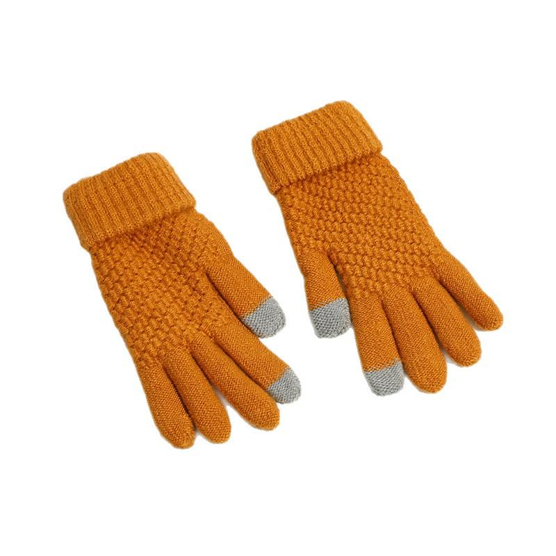 Korean Mesh Acrylic Winter Gloves: Thick, Cold-Proof, Warm, Outdoor Cycling, Touchscreen-Compatible Two-Finger Design.