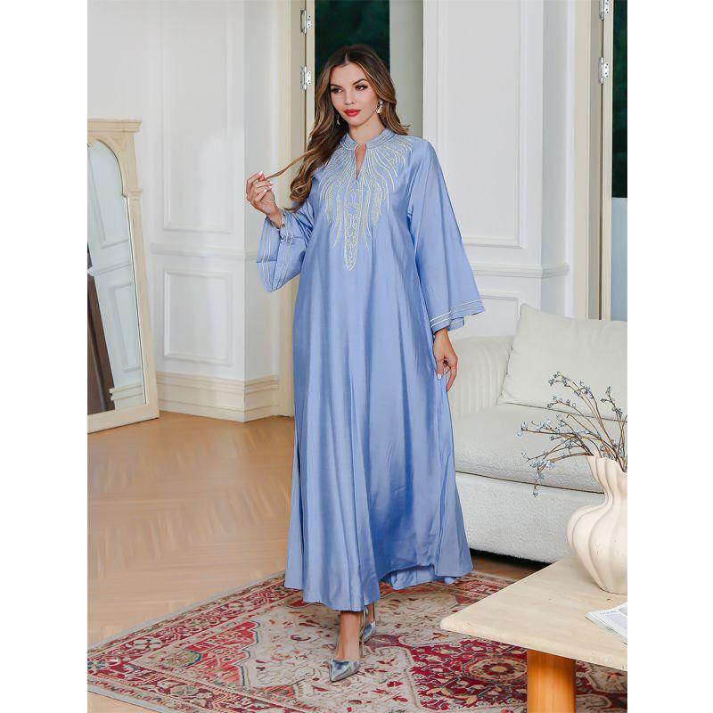 

Элегантное вышитое платье-халат с Ближнего Востока Индонезия Женское длинное платье Внешняя торговля Дубай Женская одежда Путешествия Формальное платье Платье Платья Light Blue 2XL