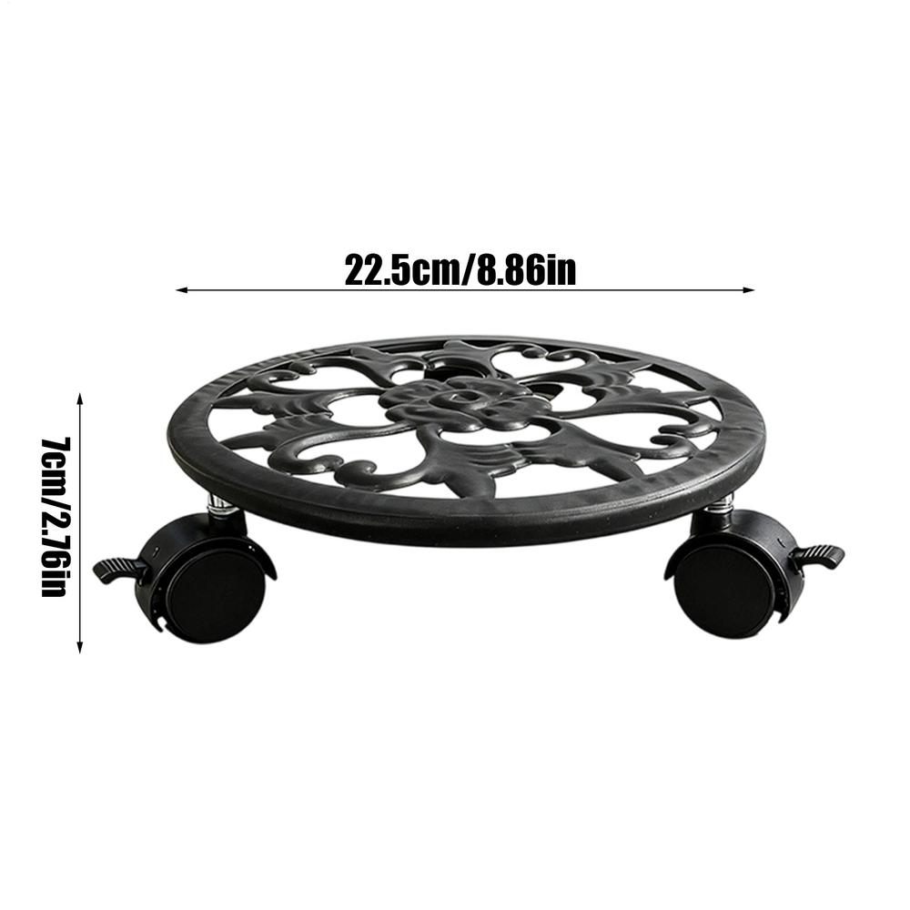 Wheeled Plant Stand Metal Flower Pot Holder Plant Roller for Indoor Outdoor Patio Garden Balcony Moving Display