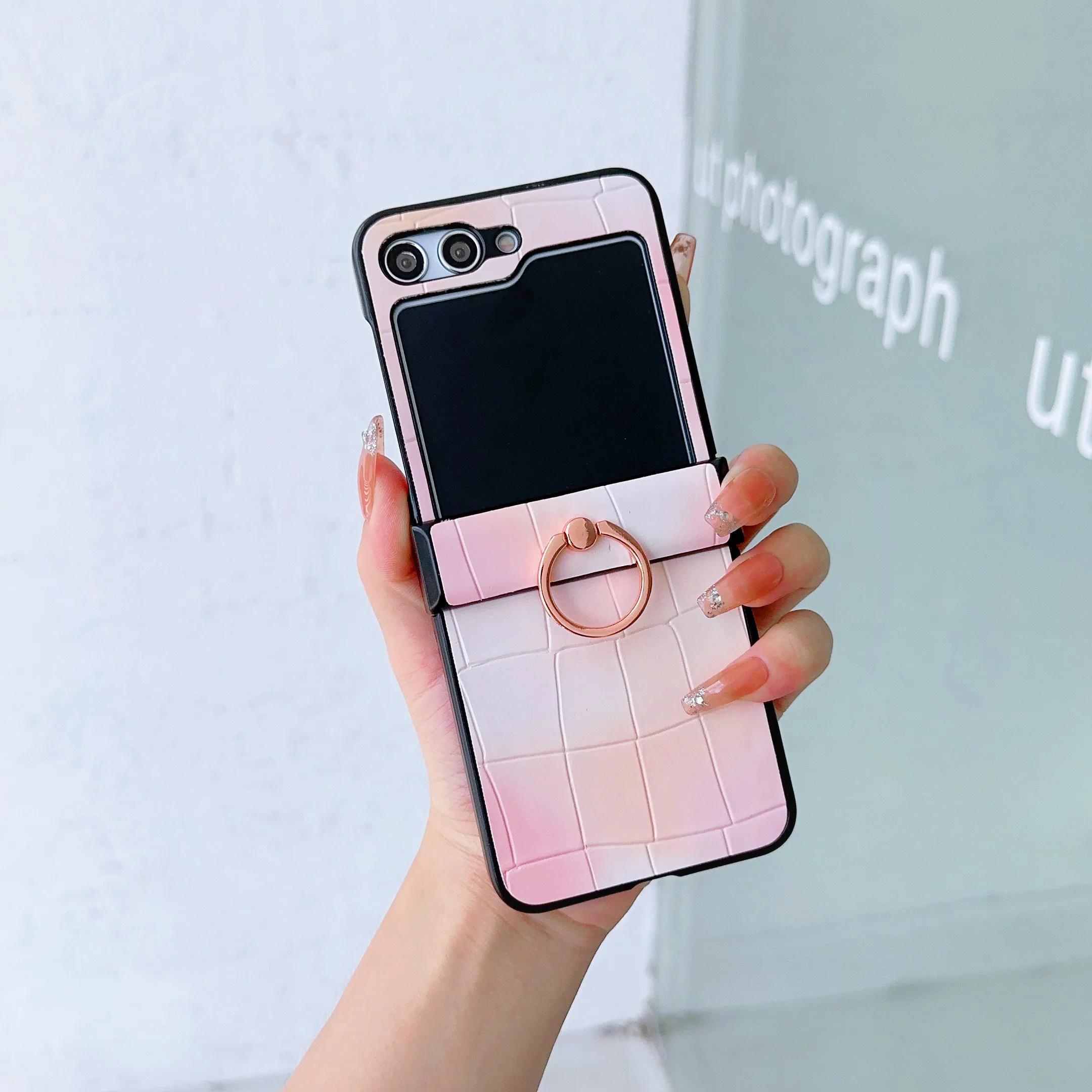 

Шкіряне кільце градієнтного кольору чохол для телефону із захистом від падінь для Samsung Galaxy Z Flip 6 5 4 3 Flip5 Flip4 Flip3 5G Протиударний чохол Galaxy Z Flip3 5