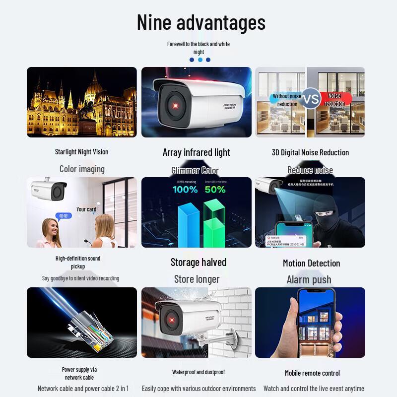 Hikvision 8MP 4K Dual-Light Full-Color POE Netzwerk-Überwachungskamera CN-Stecker (Adapter enthalten)