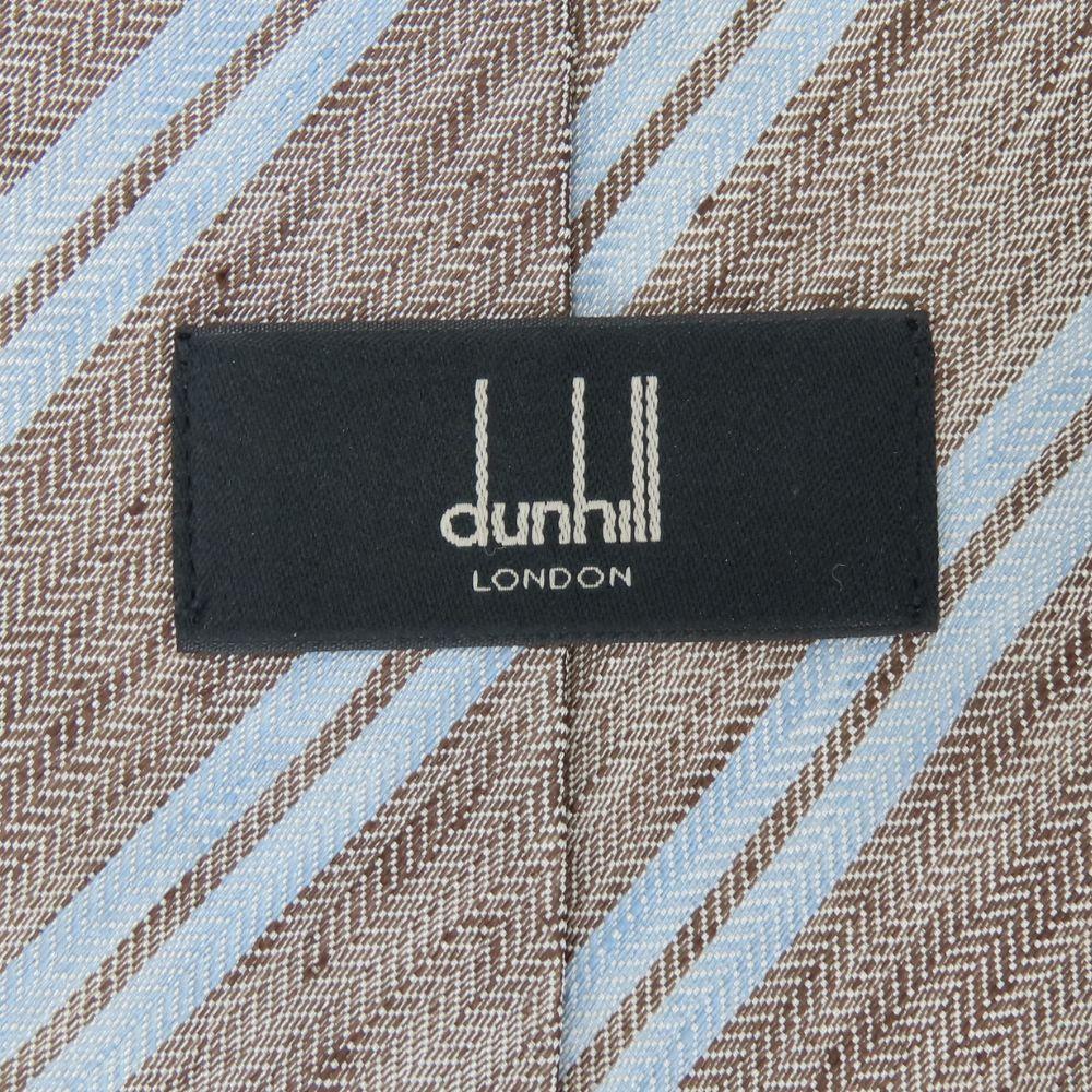 Used Dunhill Tie Herringbone Linen/silk Gurege Light Blue Regimental