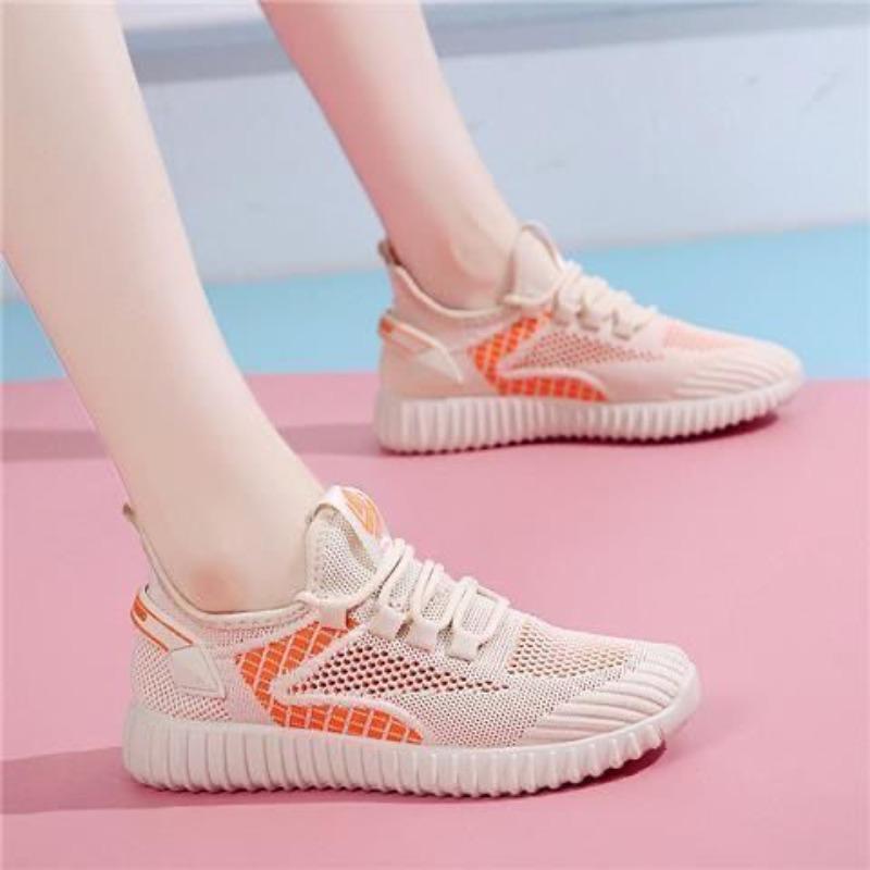 Breathable Single Shoes Women's Thin Soft Sole Running Shoes Flying Mesh Shoes Sports Shoes Summer New Fashion Casual Shoes