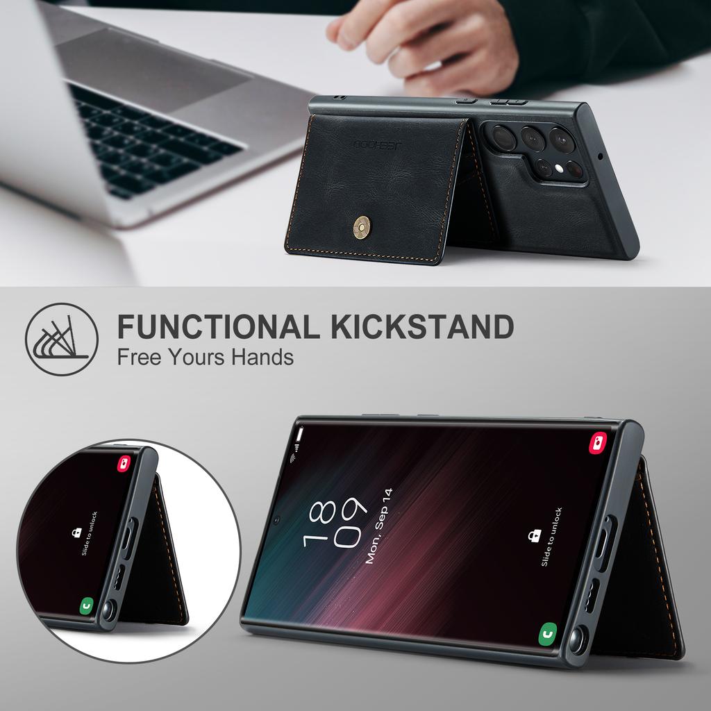 For Samsung Galaxy S23 Ultra Case Card Bag Leather+TPU Phone Cover Compatible with MagSafe