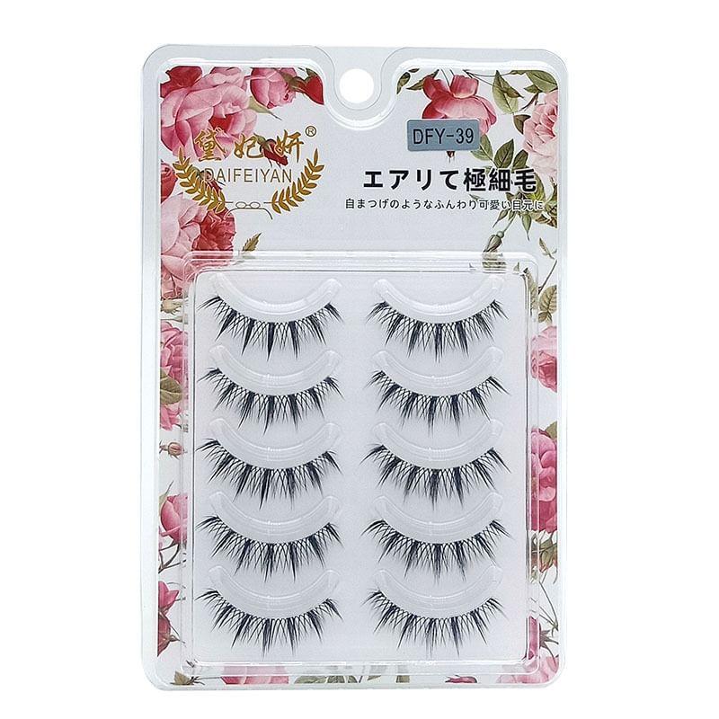 Lashie - Set of 5 Pairs: Criss Cross Spiky Clear Band False Eyelashes