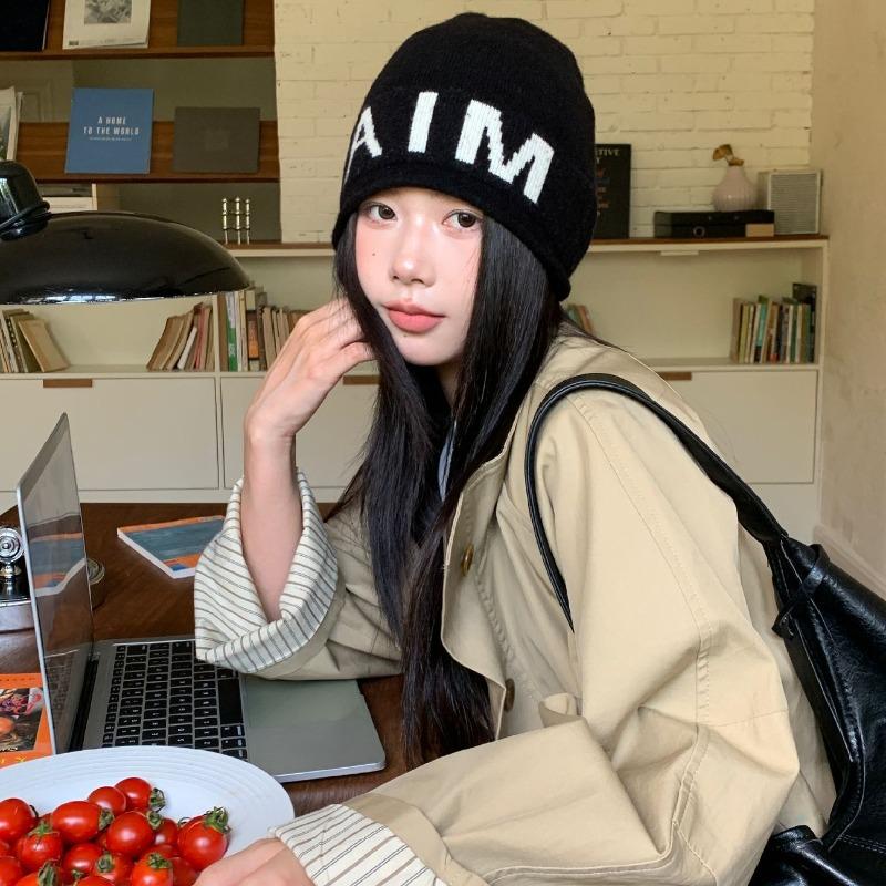 

Шерстяная шапка-конверт, женская осенне-зимняя универсальная, для большого обхвата головы, пуловер, теплая шапка, вязаная шапка-бини One Size