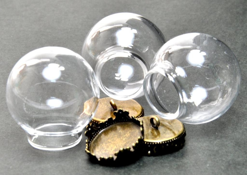 [starPG] 25mm Antique Glass Domes with Caps, Handmade Accessory Parts, Set of 10 (Bronze)