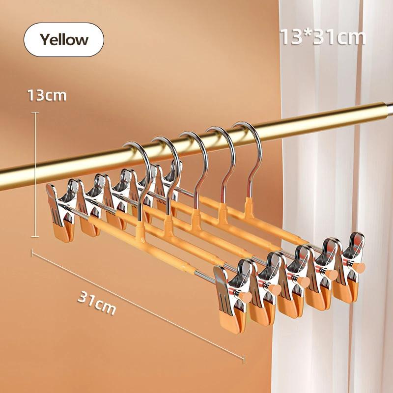 5Pcs Windproof Metal Hanger for Clothes Home Pants Coat Non-slip Drying Hangers with Adjustable Clips Closets Storage Organizer