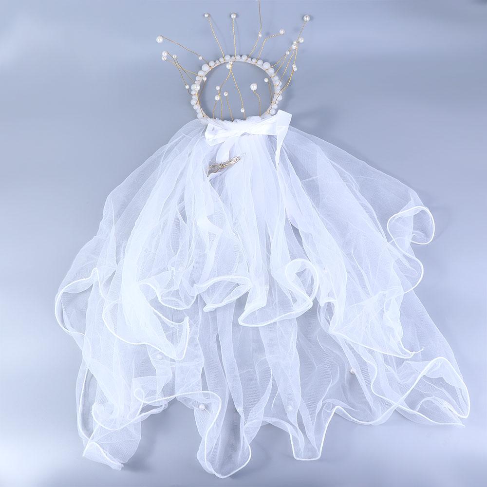 Hairpin White Veil Bow Veil LED Light Bride Veil Wedding Veil Korean Bride Headwear Bride Crown
