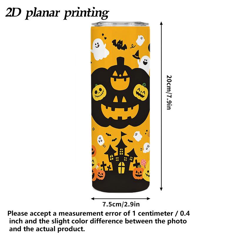591ml Straight Cup Halloween elements Straw Cup Hot Cold Tumbler Stainless Steel Tumbler Metal Coffee Mug Gift Cup