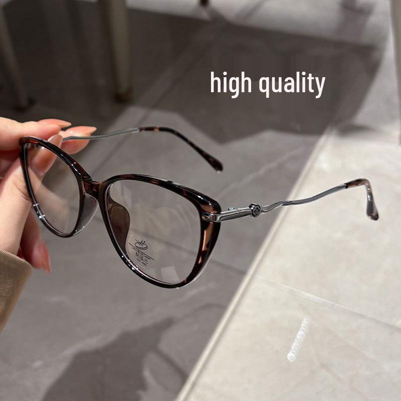 Elegant Women's Cat-Eye Butterfly Eyeglass Frame - Floral, Large, Slimming, Anti-Blue Light, Non-Prescription Glasses