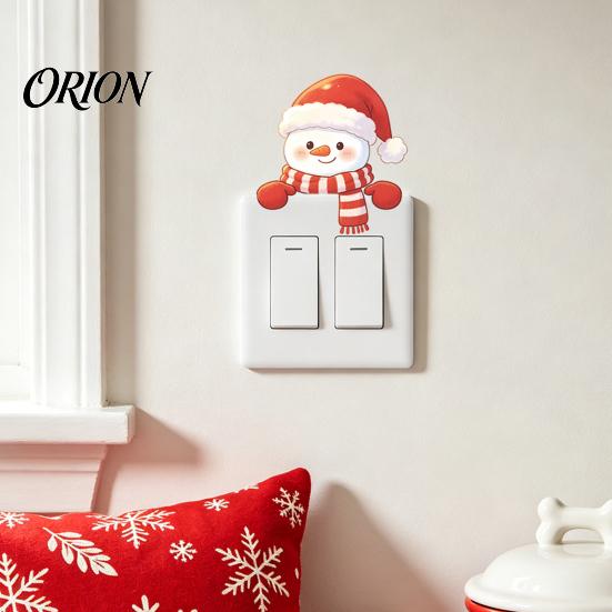 Decorative Socket Cover Christmas Snowman Switch Stickers, PVC Waterproof Light Decals for Square Power Switches & Cute Room Wall Art Panels,
