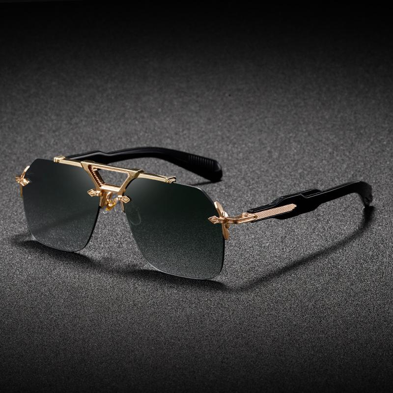 New Steampunk Style Frameless Sunglasses Men'S Quality Box Sunglasses Men'S Sunglasses9070