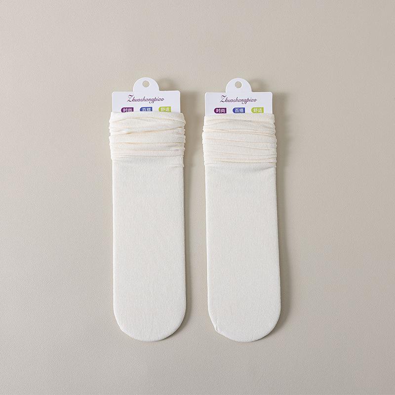 

Spring and Autumn Women s Pile Socks, Cute Solid-colored Cotton Socks, Breathable Cotton-soled Casual Socks, Trendy Mid-calf Socks 1 pair молочный белый