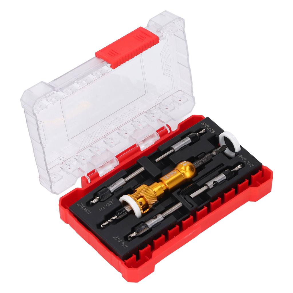 5 Pieces Countersink Drill Bits with Adjustable Depth Stop 82 Degree Screw Countersunk Drill Set for