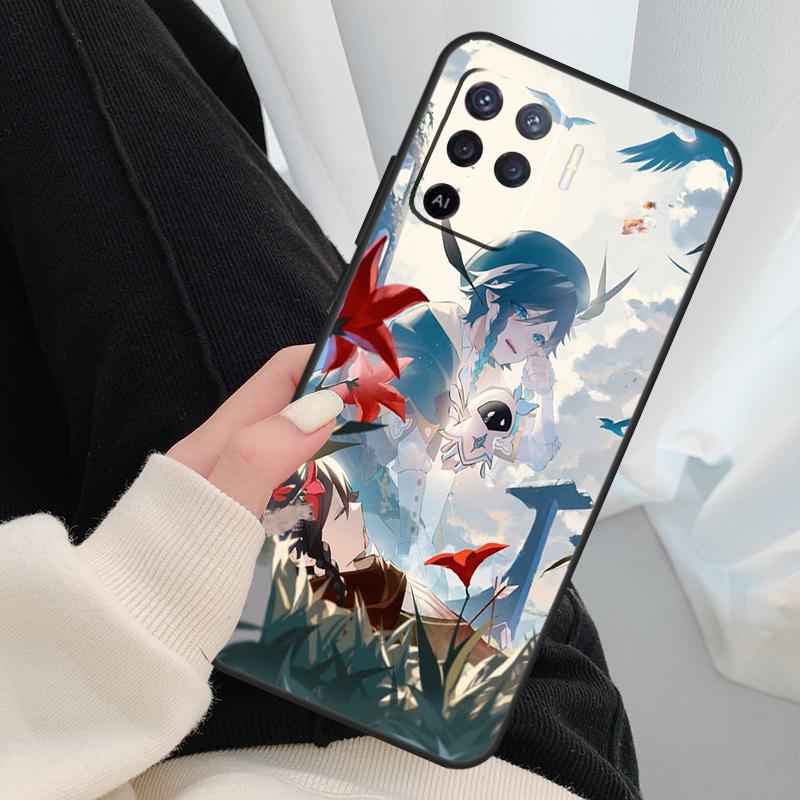 Genshin Impact Case For OPPO A54 A74 A94 A83 A91 A93 A5 A9 A31 A53 2020 A15 A52 A72 Find X5 X3 Pro Cover