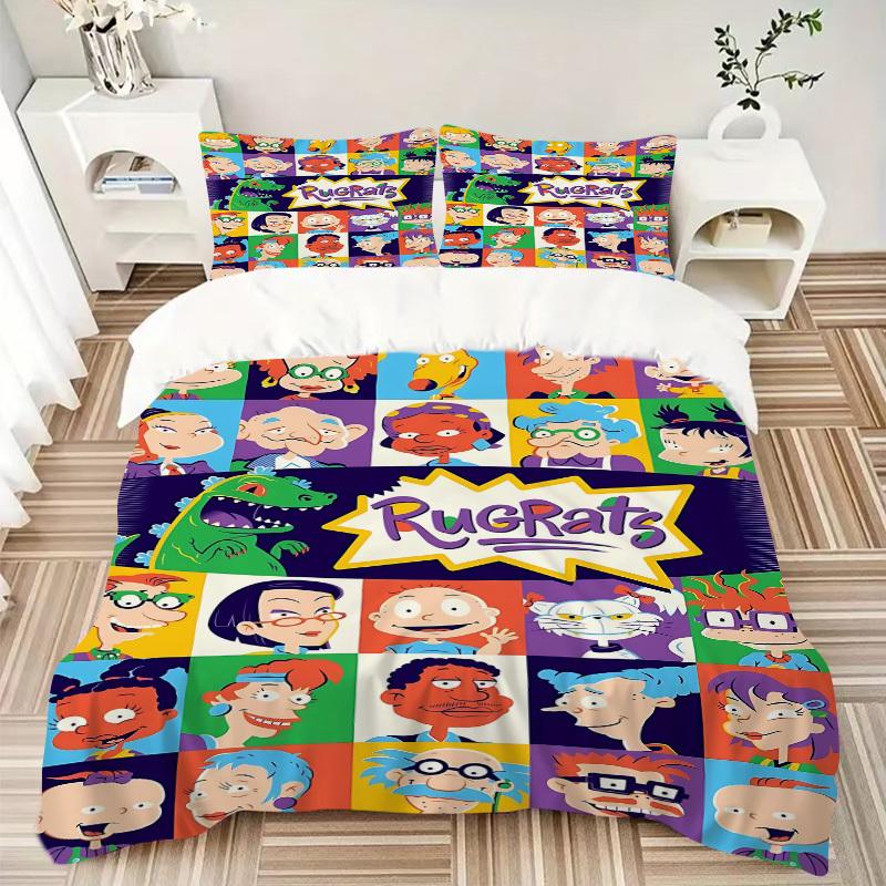 3pc Rugrats Characters Bedding Set Guest Room Bedroom Decor Christmas Halloween Decor Birthday and Holiday Gifts- All Seasons 3pcs Quilt 123