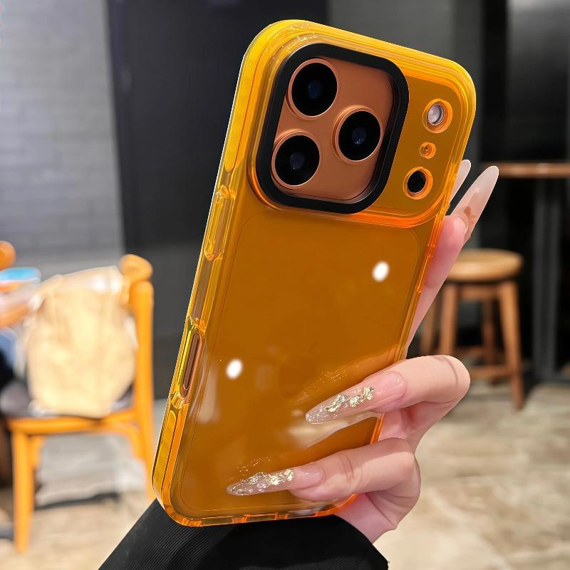 Luxury Transparent Airbag Phone Case For iPhone 17 16 15 Pro Max 14 16 Plus 13 12 11 Contrasting Bumper Shockproof TPU Cover