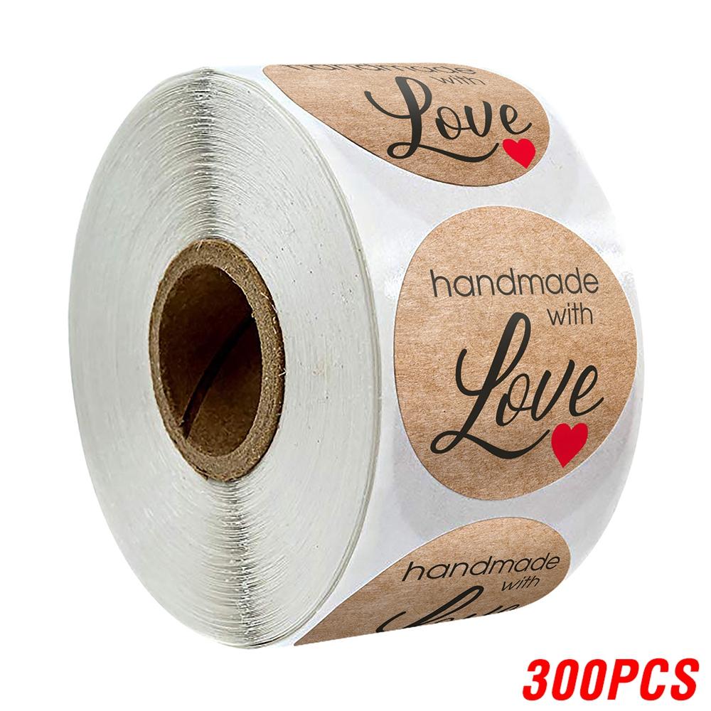 50-500Pcs Kraft Paper Homemade With Love Stickers Scrapbooking For Envelope And Package Seal Labels Sticker Stationery Handmade