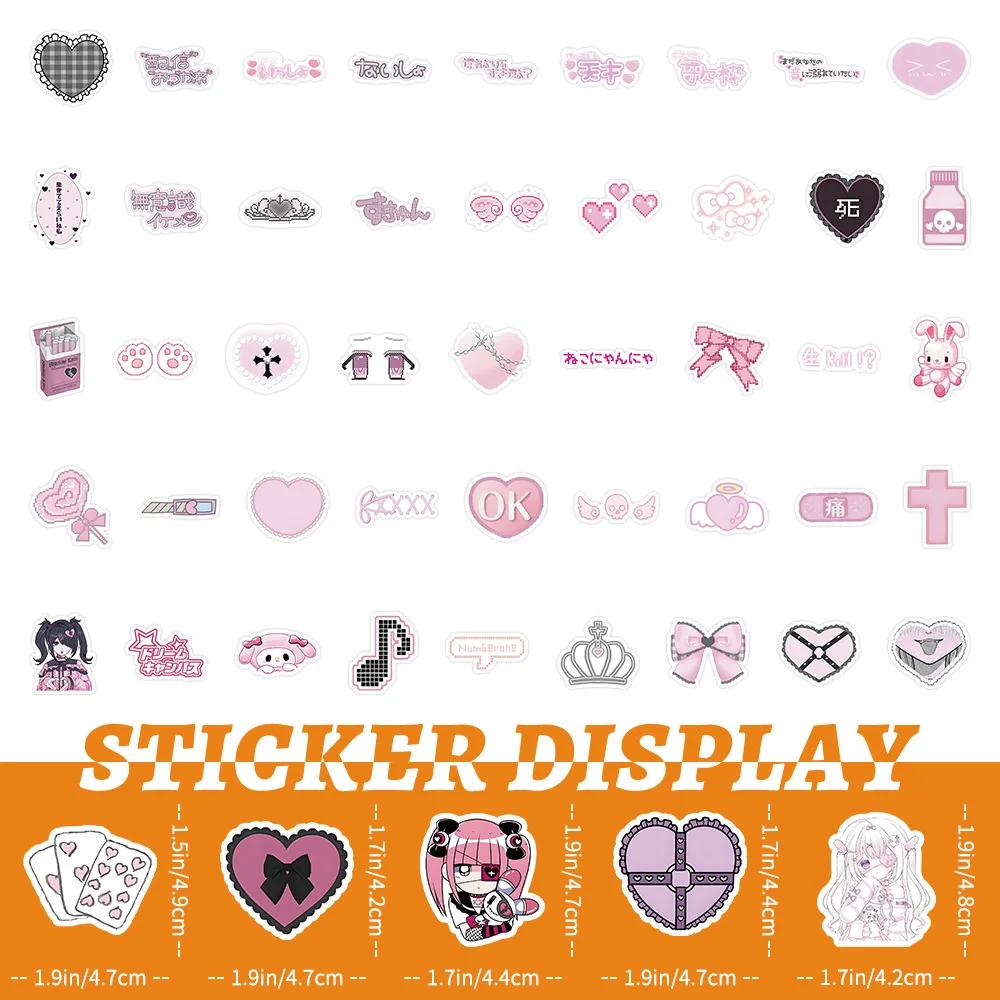 100PCS Pink Cute Goth Style Cartoon Stickers Suitcase Scrapbooking Laptop Stationery Toy Kawaii Graffiti Sticker Decorative