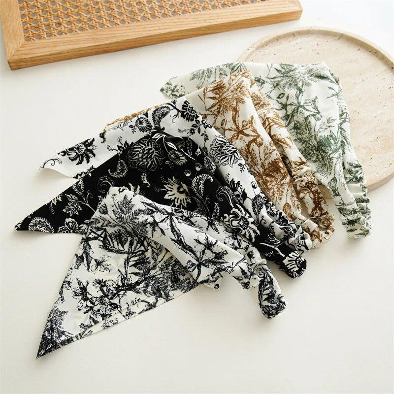 Nouveau bohême imprimé Triangle tête écharpe chaîne à la mode élastique bandes de cheveux Bandanas bandeaux pour femmes cheveux accessoires chapeaux cadeau