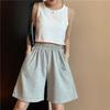 2023 Summer Korean-Style Wide-Leg Student Pants - Casual, Slim, Elastic Waist Shorts