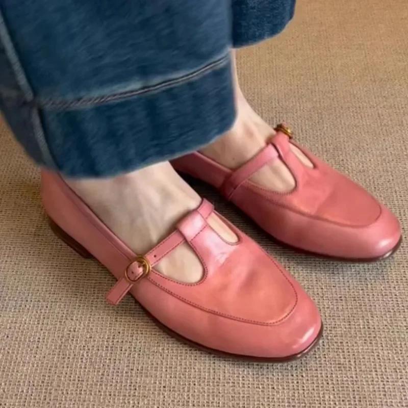 

Fashion Luxury Elegant Women Shoes 2025 Hot Sale Buckle Strap Women s Pumps Fashion Round Toe Daily Woman New Best Seller Flat Low Heels 35