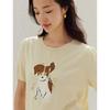 INMAN Playful Puppy Embroidered Short Sleeve Knit Top
