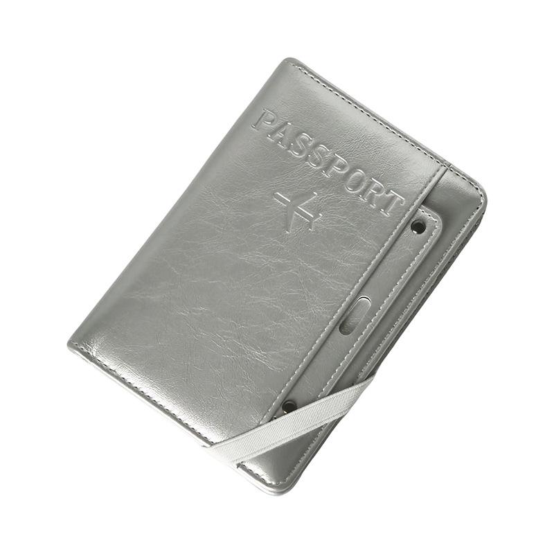 Passhülle im koreanischen Stil, silbergrau: Premium Reise-ID und Kartenhülle