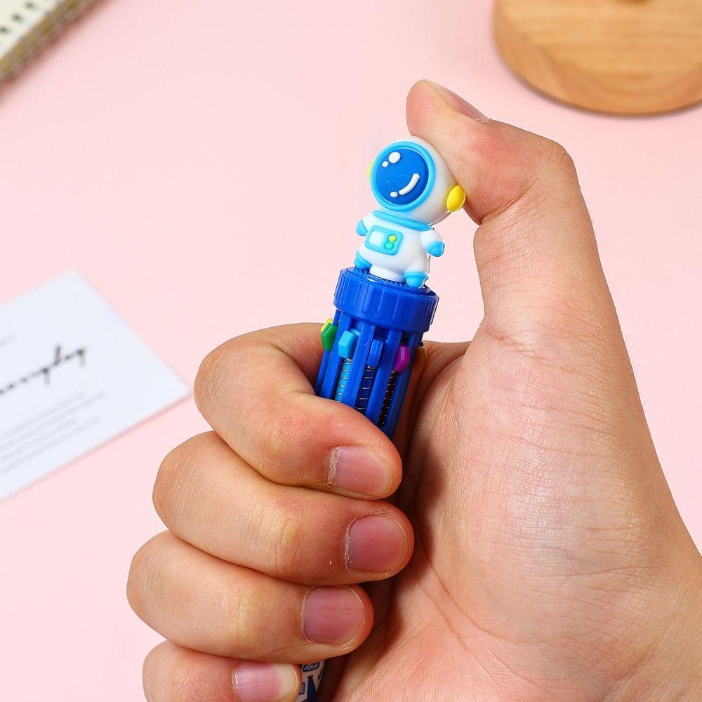 Quick Dry 10 Colors Ballpoint Pen Astronaut Multicolored Pen Writing Signing