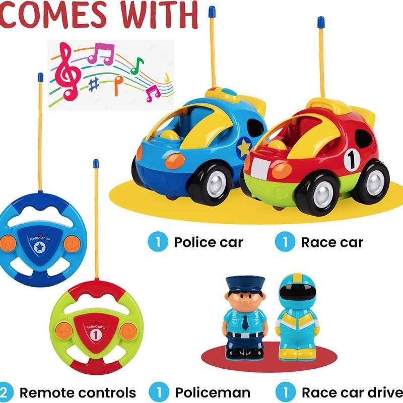 Jakmean Cartoon Remote Control Car Police Car With Colorful Lights And Music For Kids