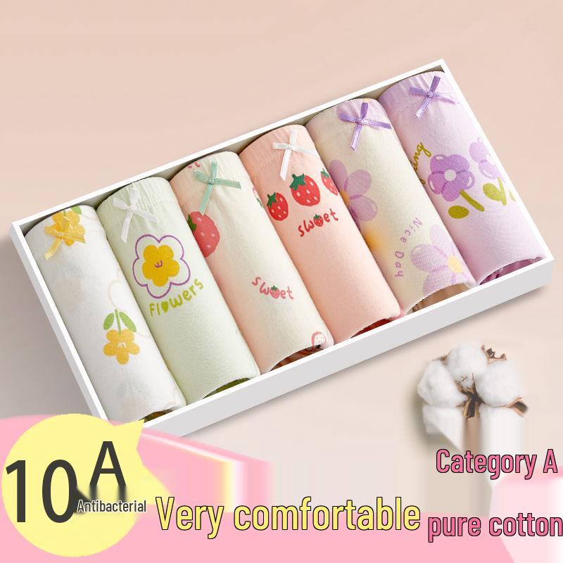 Girls' Pure Cotton Antibacterial Boxer Briefs for Kids - No Wedgie Design