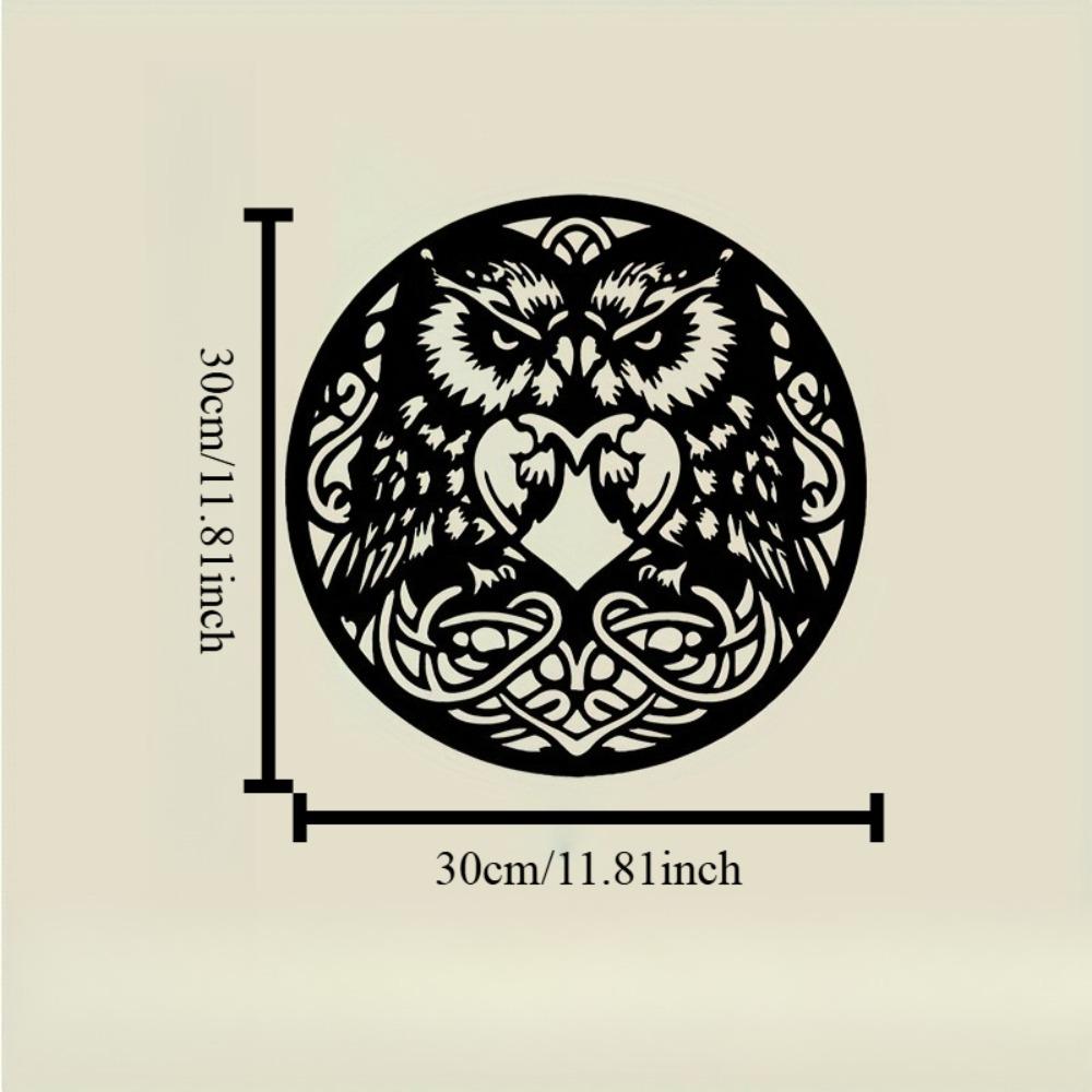 Celtic Two Owls Metal Wall Decor Black Symbolic Design for Living Room Study Bar St Patrick Day Halloween Gift