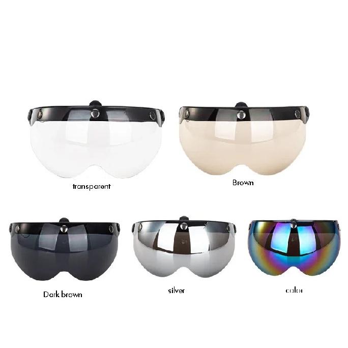 Universeller 3-Druckknopf-Visier für Motorrad-Offenhelm Windschutz Klapp-Auf-Ab-Linse Sonnenbrille Halbkopfhelm Visier Windschutz