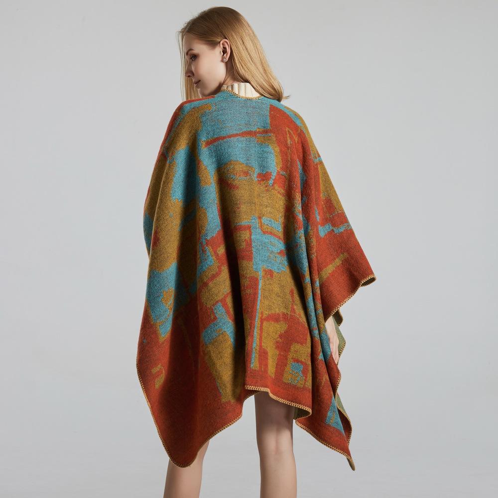 Yunnan Ethnic-Style Large Shawl Cape - Imitation Cashmere Scarf Cloak
