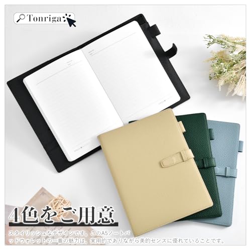 Wasenn A5 Notebook Cover, Leather Planner Cover, Holds 2 Books, Fits Thick Diaries, Spiral Notebooks, A5 Size, College Notebook, Book Cover, A5 Card S