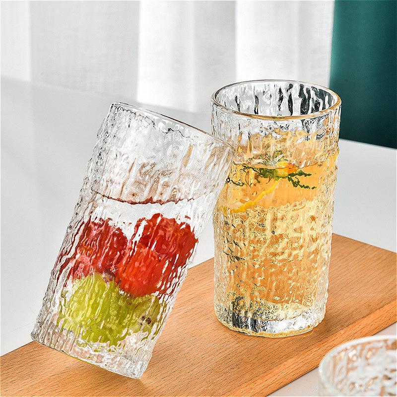 240ml/340ml Bark Pattern Glass Cup Creative Juice Milk Beverage Cups Cocktail Glass Modern Wine Glass Water Bottle Coffeeware