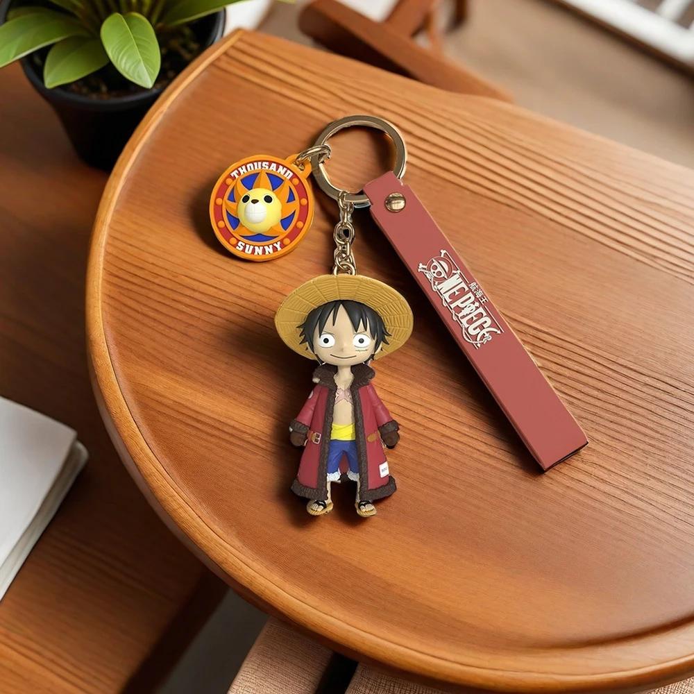Genuine One Piece Anime  Keychain Cartoon Role Monkey D. Luffy Chopper Cute Key Chain Kawaii Bag Pendant Toy Xmas gift