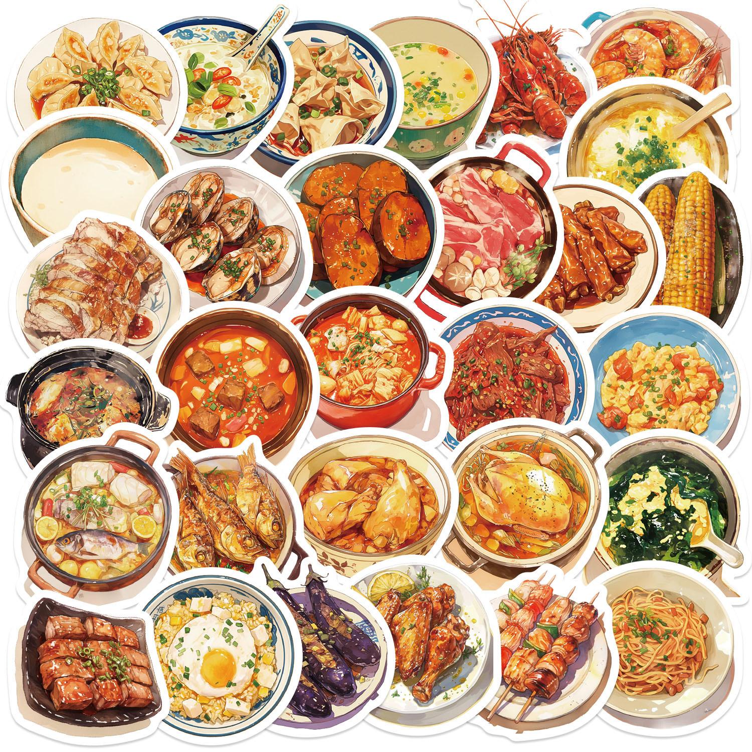 

Cartoon Drinks and Food Series Sticker Packs Ins Style Creative Hand Account Decoration Material Pack Stickers