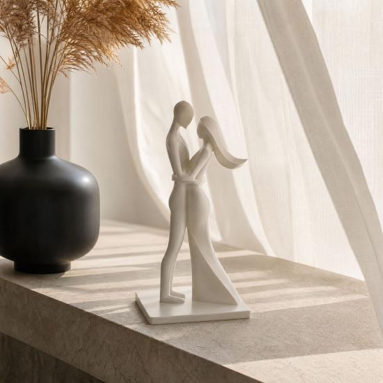 Couple Figurine, 3D Printed Hugging Couple Statue, Modern Romantic Sculpture for Living Room, Bedroom, Office, Shelf, Table Decor